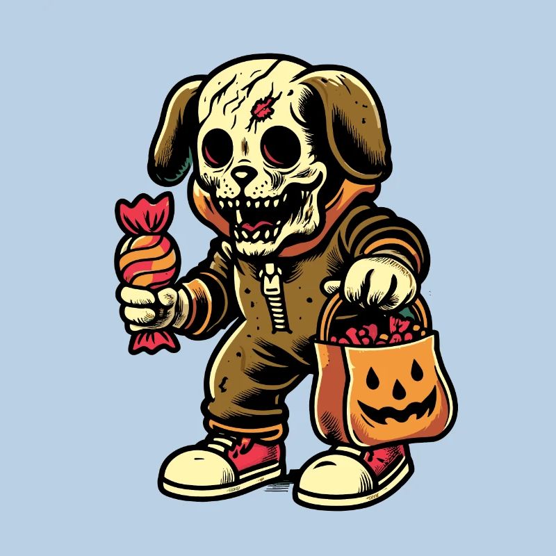 Untote Zombie Hund Süßes Oder Saures Halloween