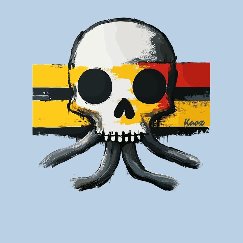 Crâne avec tentacules et drapeau