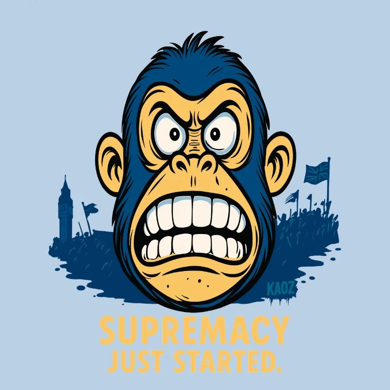 Angry monkey with crowd