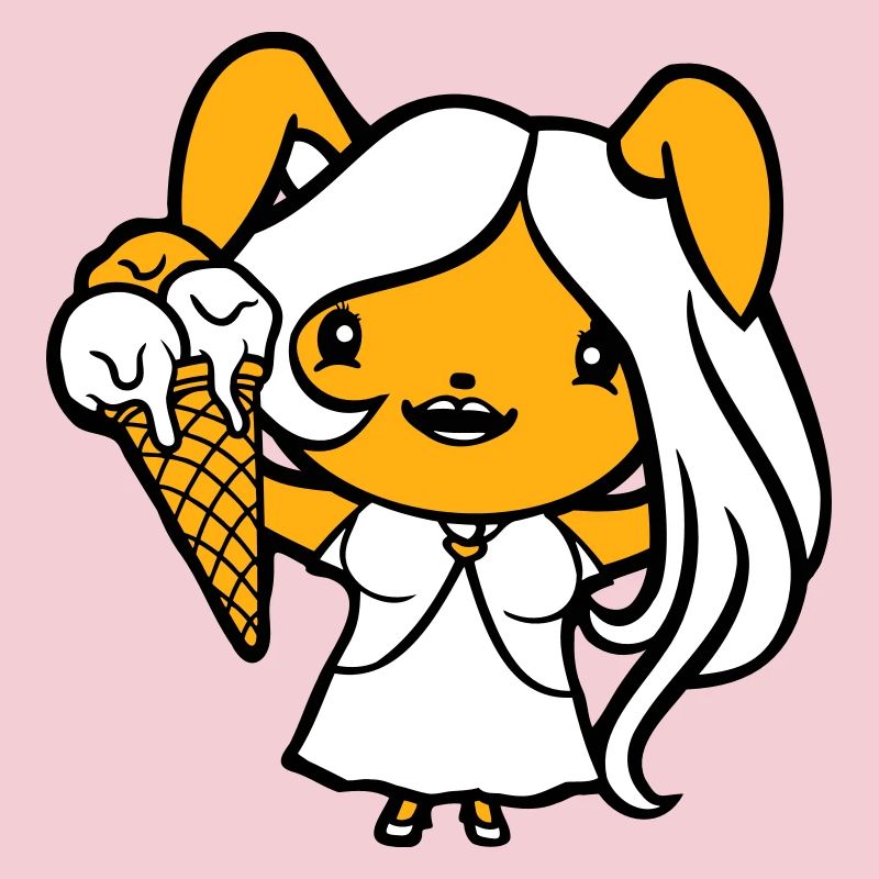 Hase isst Eis Waffel Eiscreme lecker Mädchen Frau