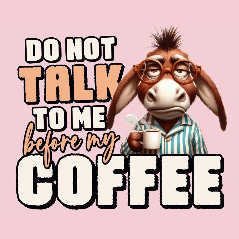 Grumpy donkey with coffee