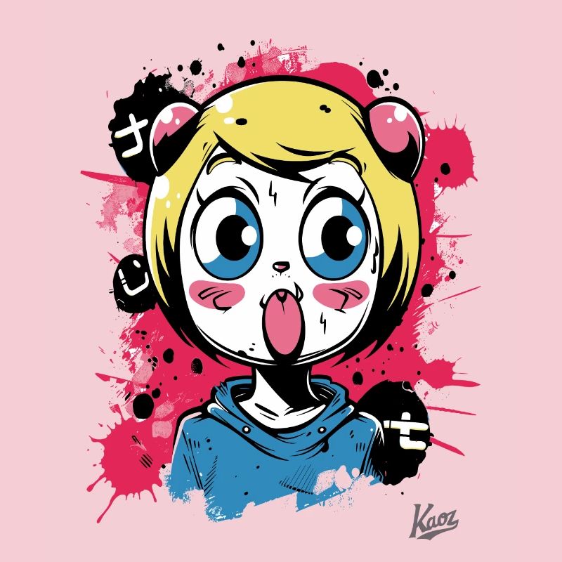 Farb-Explosion: Das freche Graffiti-Katzen-Mädchen