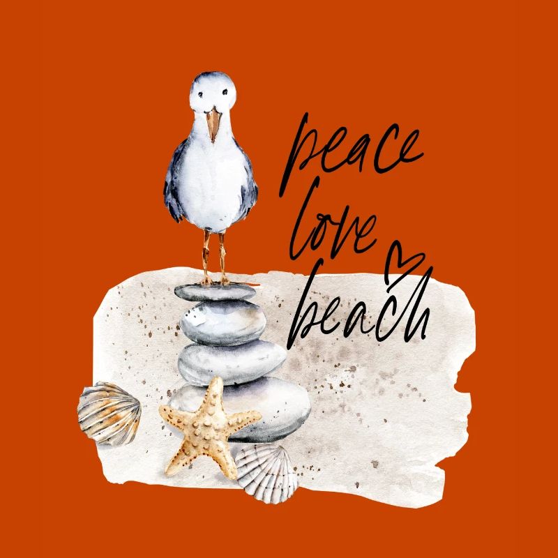 Beach Bird on Stone Stack Watercolors