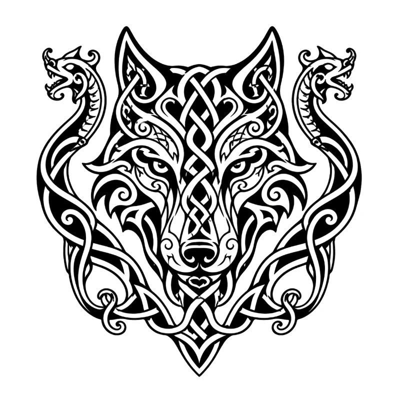 Keltischer Wolfkopf Knotendesign