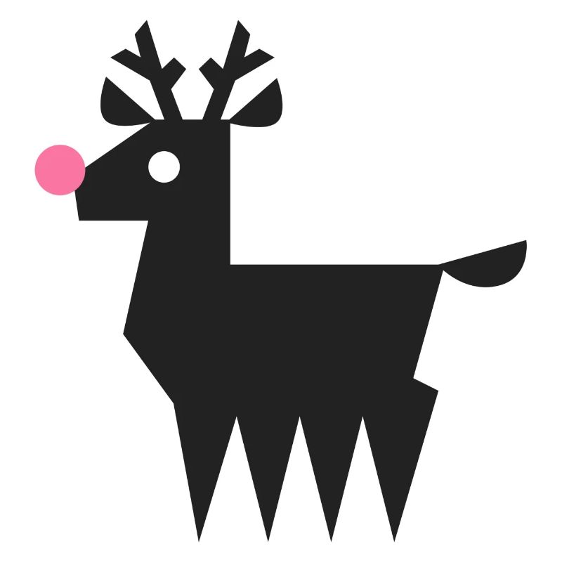 Rentier Rudolf Logo L schwarz mit neonpinker Nase
