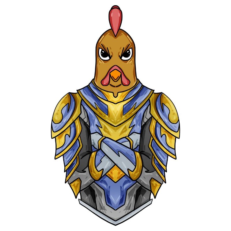 Knight Chicken avec Armor Crusader