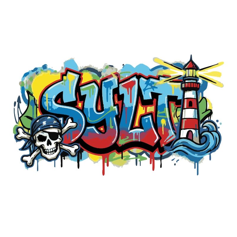 Sylt Graffiti mit Leuchtturm