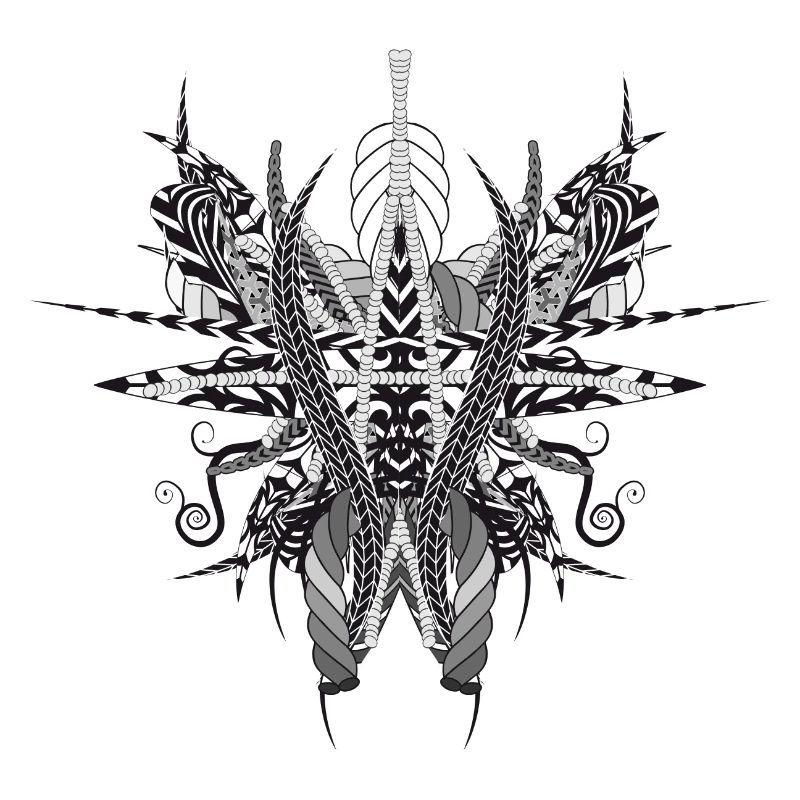 Structure artistique faite de rubans et de plumes