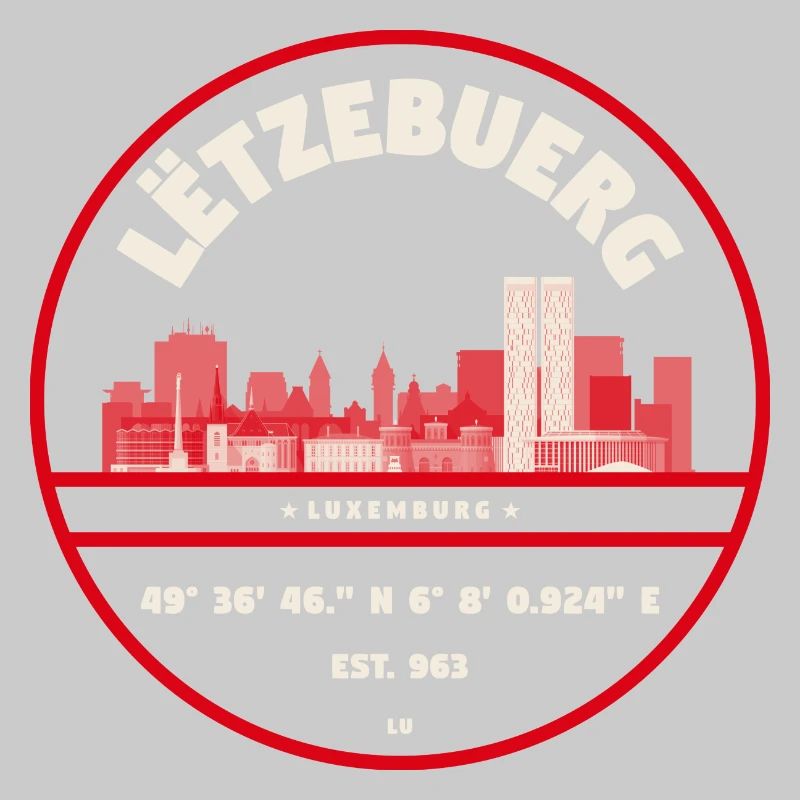 Luxembourg skyline emblem with coordinates