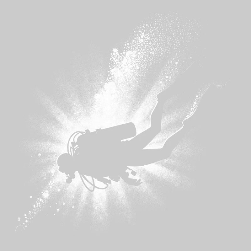 Diver Light Beam Silhouette Design
