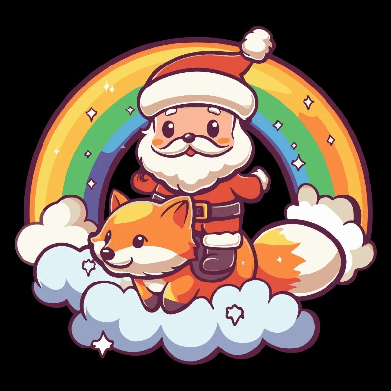 Fuchs Weihnachtsmann Regenbogen