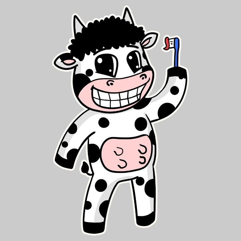 Vache avec brosse à dents