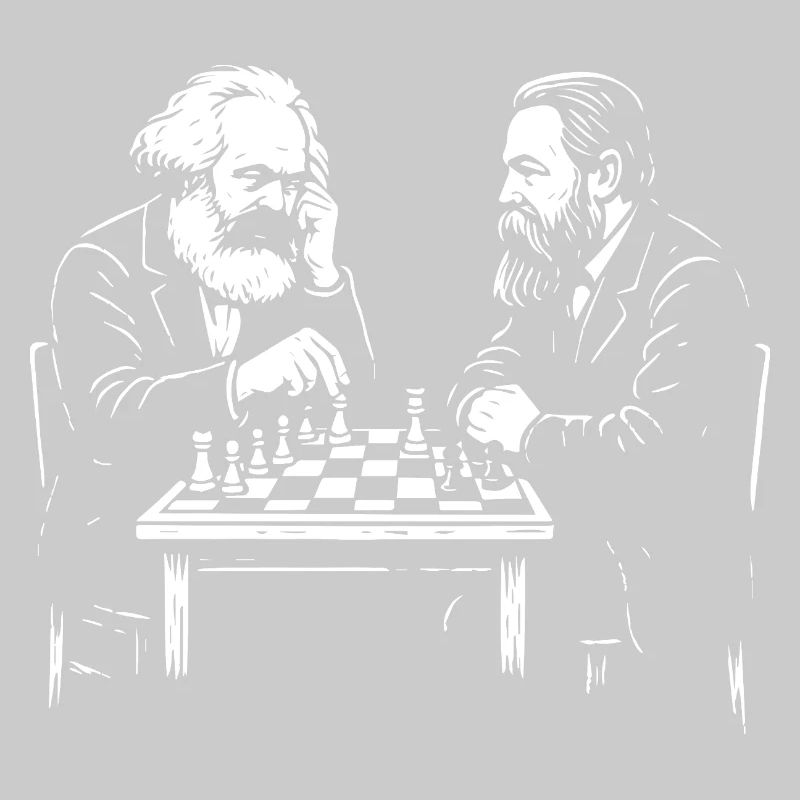 Karl Marx e Friedrich Engels giocano a scacchi