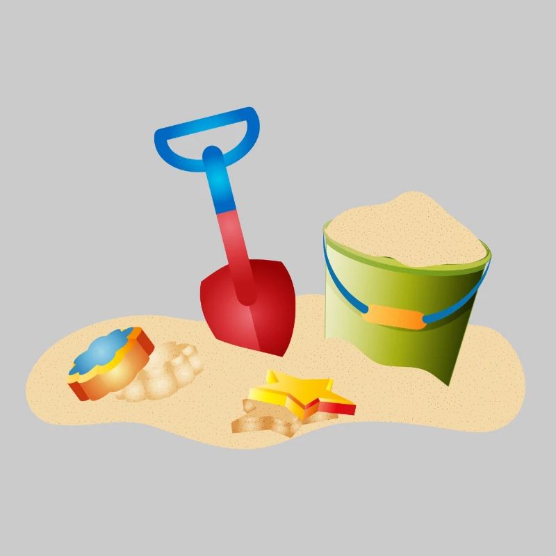Jouets de sable sur la plage ou dans le bac à sable