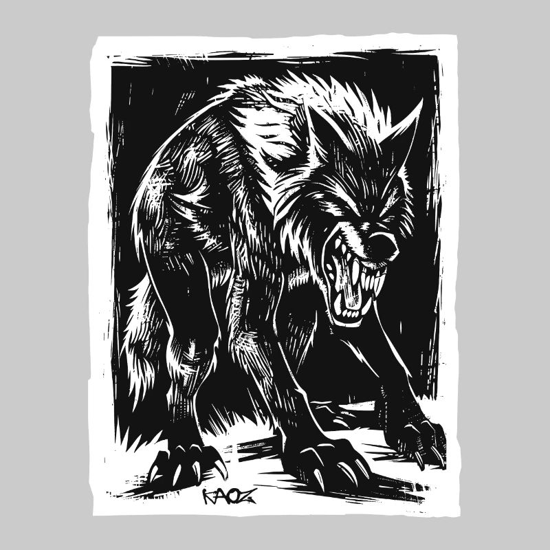 Evil Horror Werewolf or Wolf