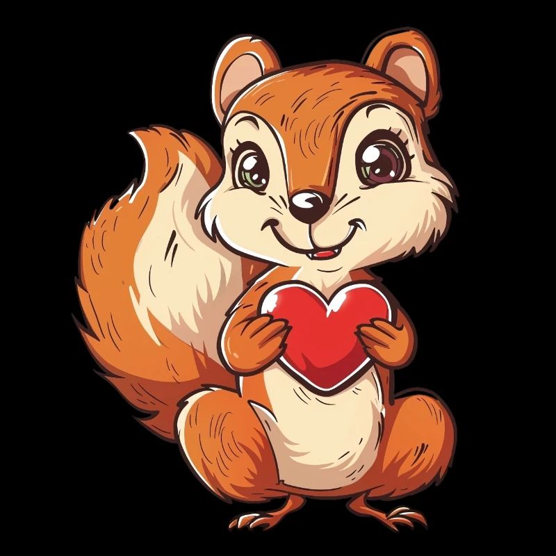 Adorable Squirrel with Red Heart Illustration
