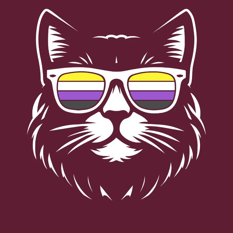 Chat Minimaliste Non-Binary Pride Enby