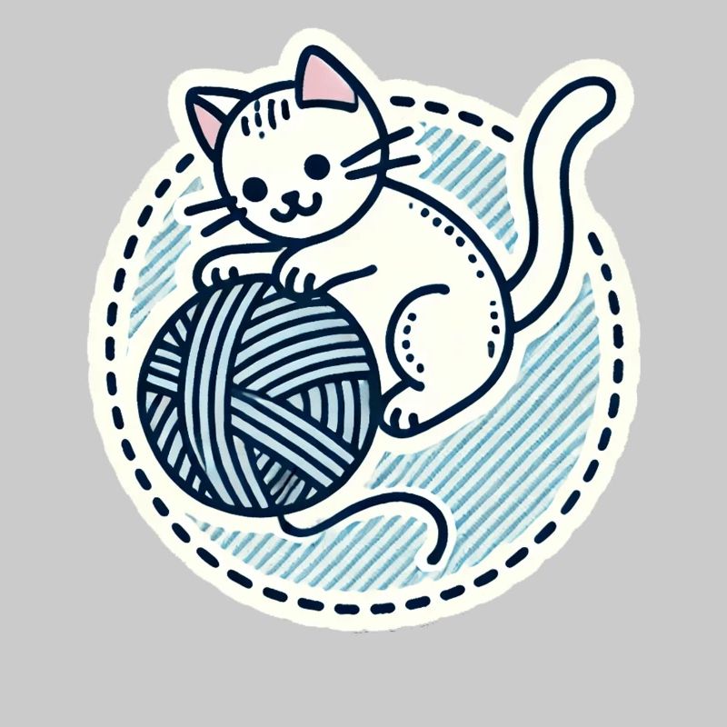 Cute White Kitten playing with a yarn
