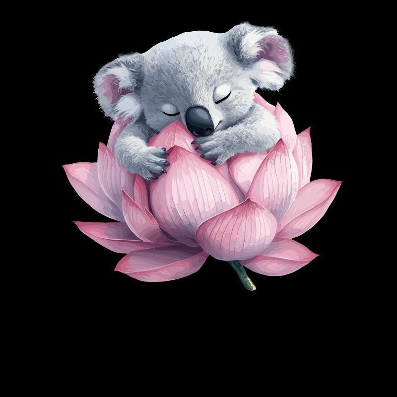 Sleeping koala on lotus