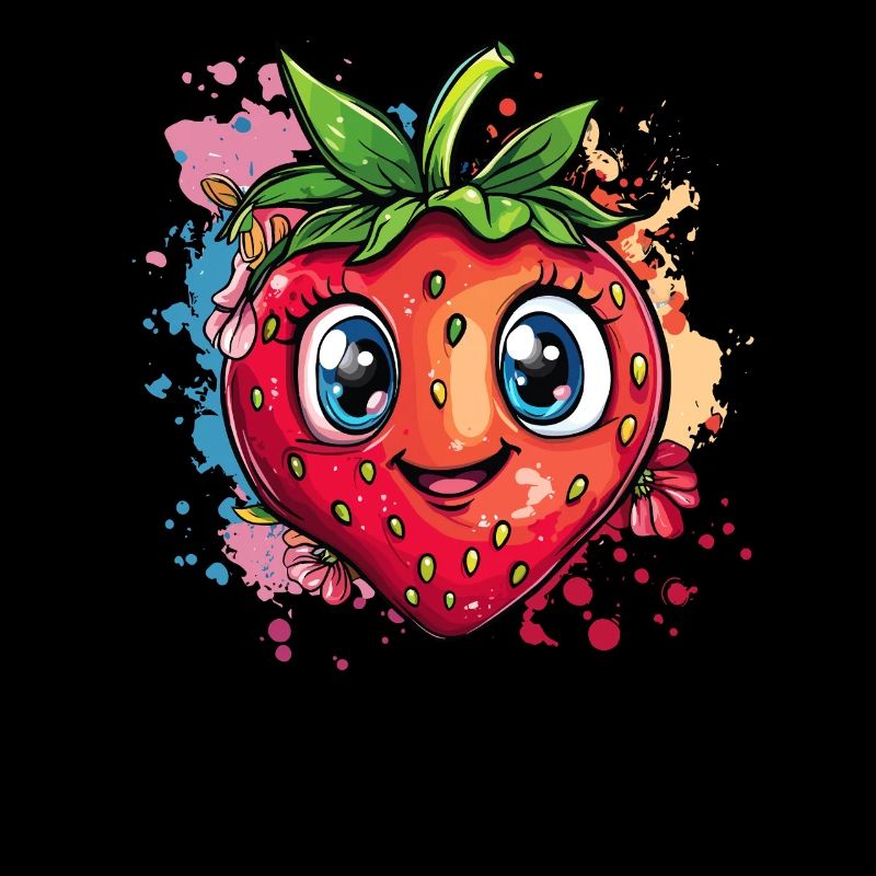 Fröhliche Erdbeere bunt