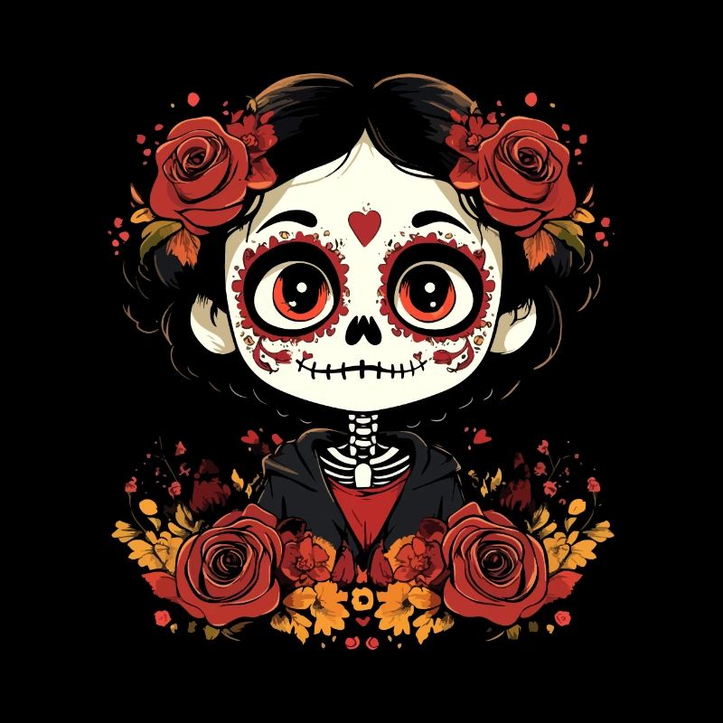 Süßes Sugar Skull Gesicht mit Rosen