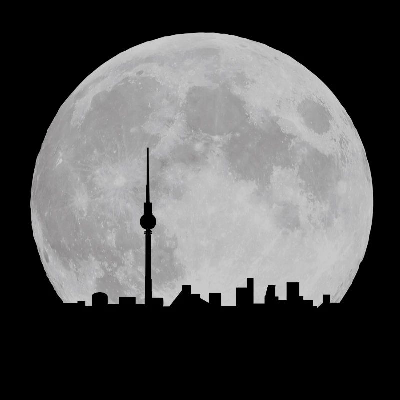 Berlin skyline in front of moon Fernsehturm