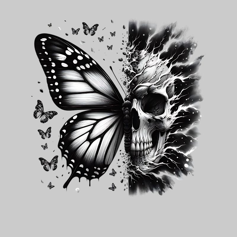 Butterfly and Skull: Mystical Elegance