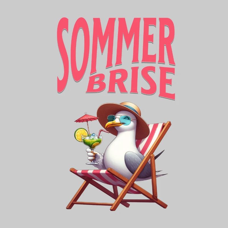 Sommerbrise - Möwe mit einem Cocktail 