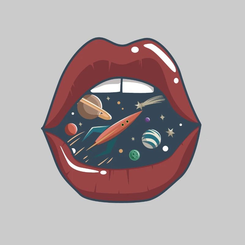 Embrasser la bouche dans l'espace