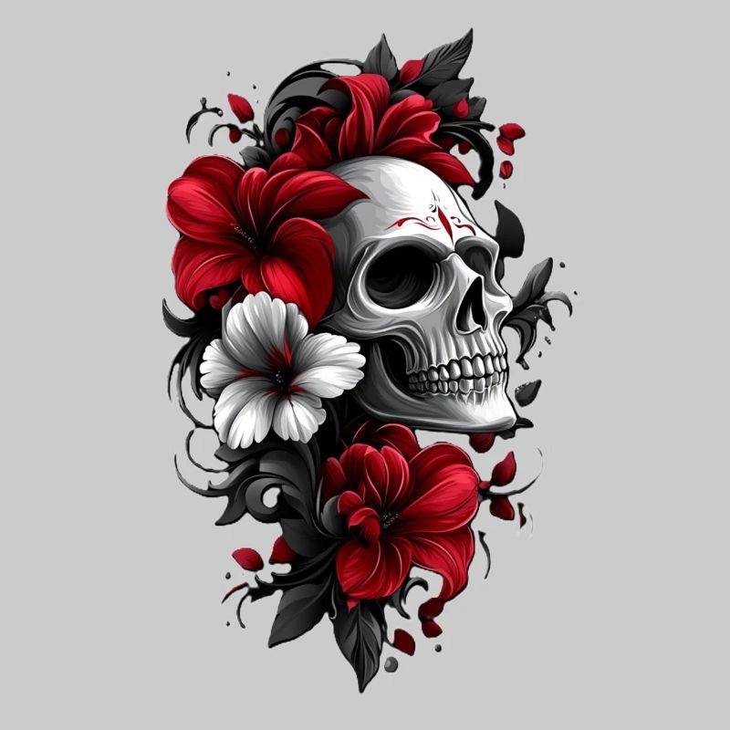 Crâne avec des fleurs