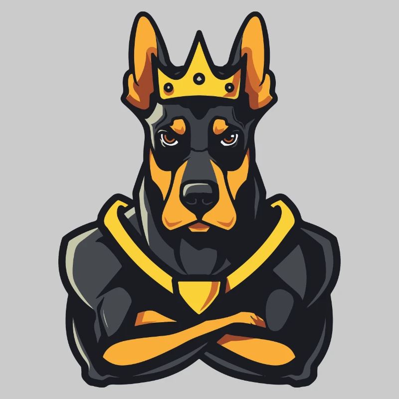 Dobermann Hund Comic Krone