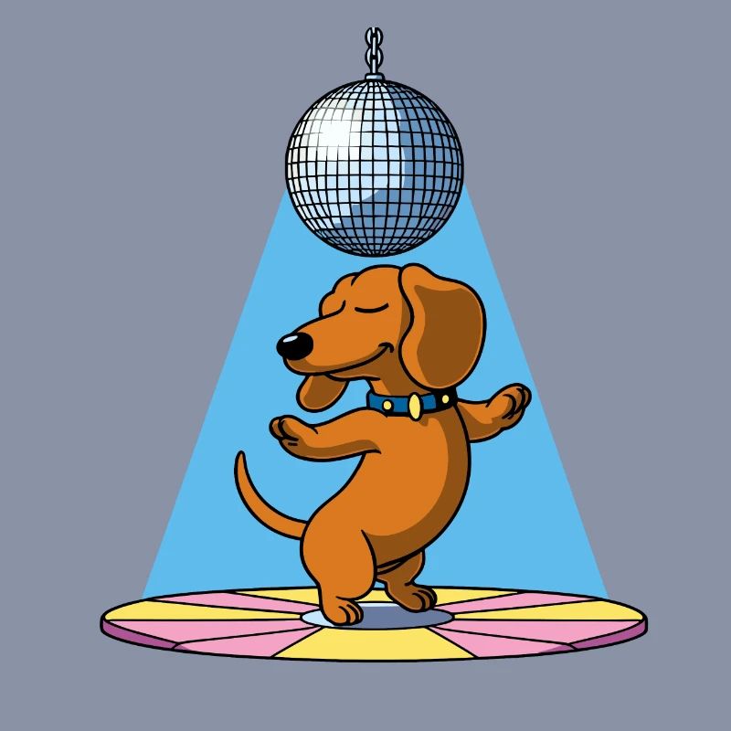chien teckel boule disco danse danse dans une soirée disco