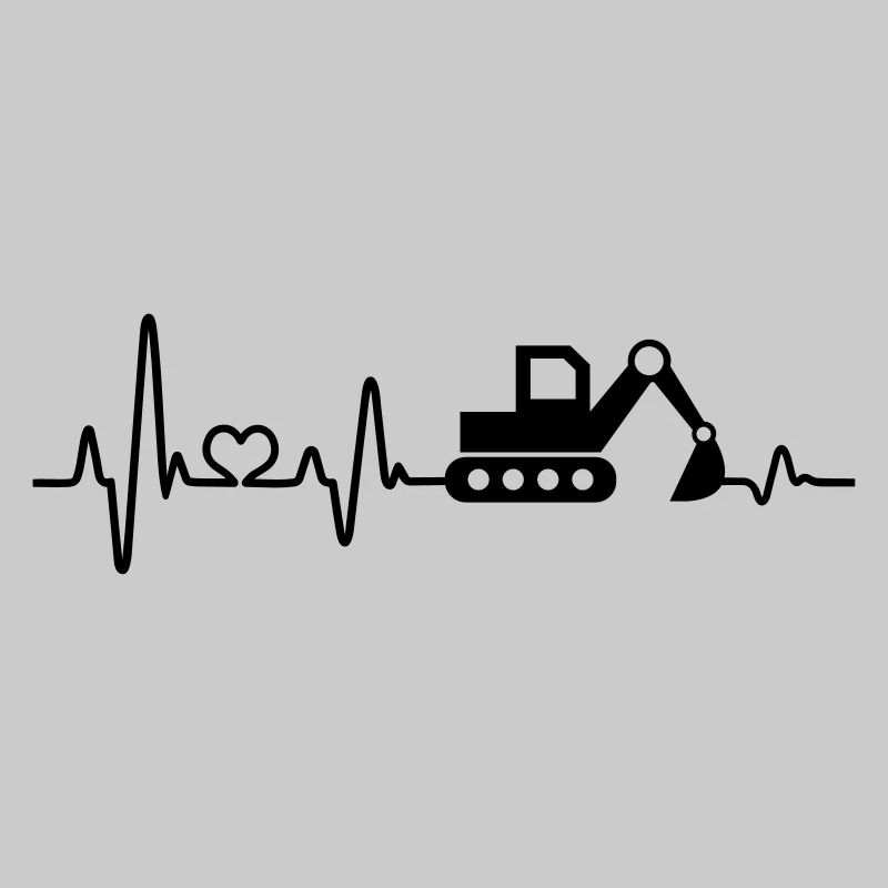 Excavator construction site construction worker digging heartbeat
