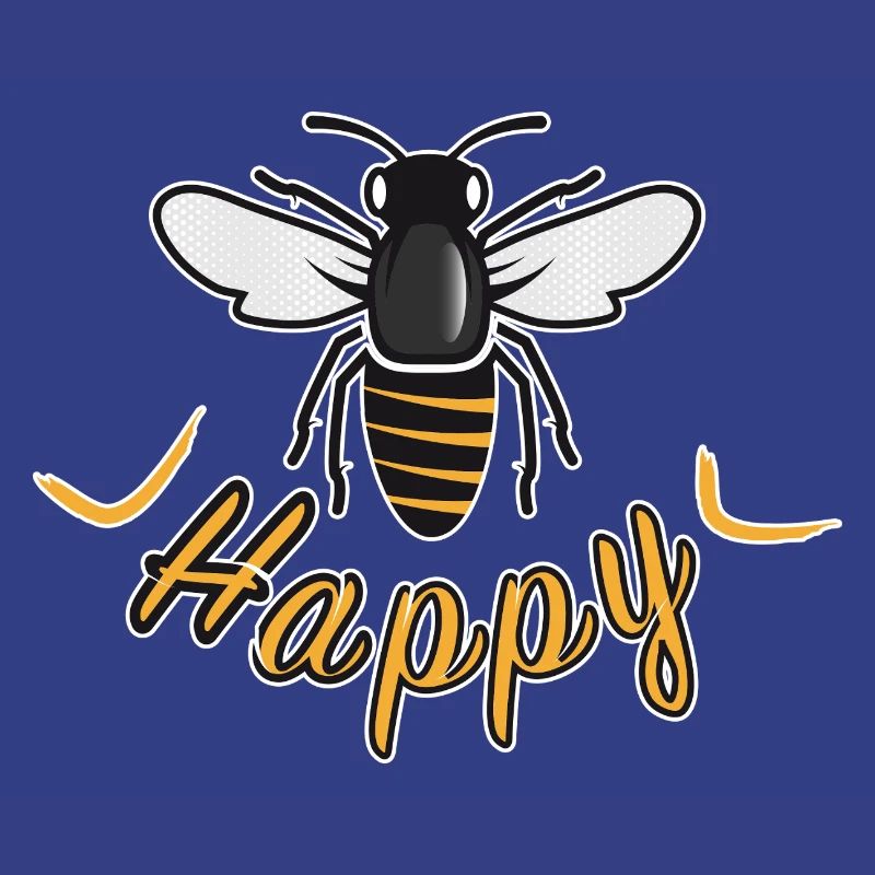 Abeille heureuse avec l’inscription « Happy »