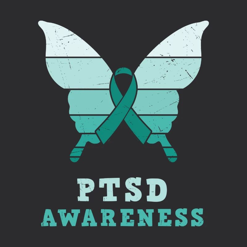 Papillon Ptsd Sensibilisation Ruban sarcelle