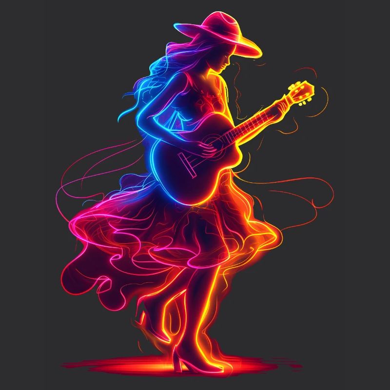Guitariste Girl Synthwave