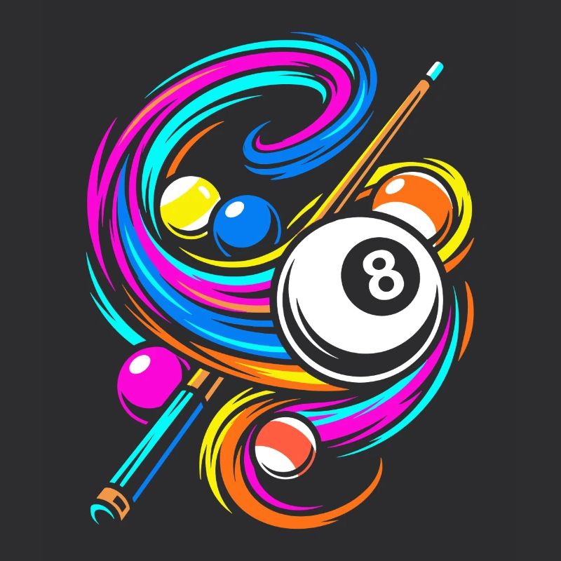 Billard Kugeln und Queue