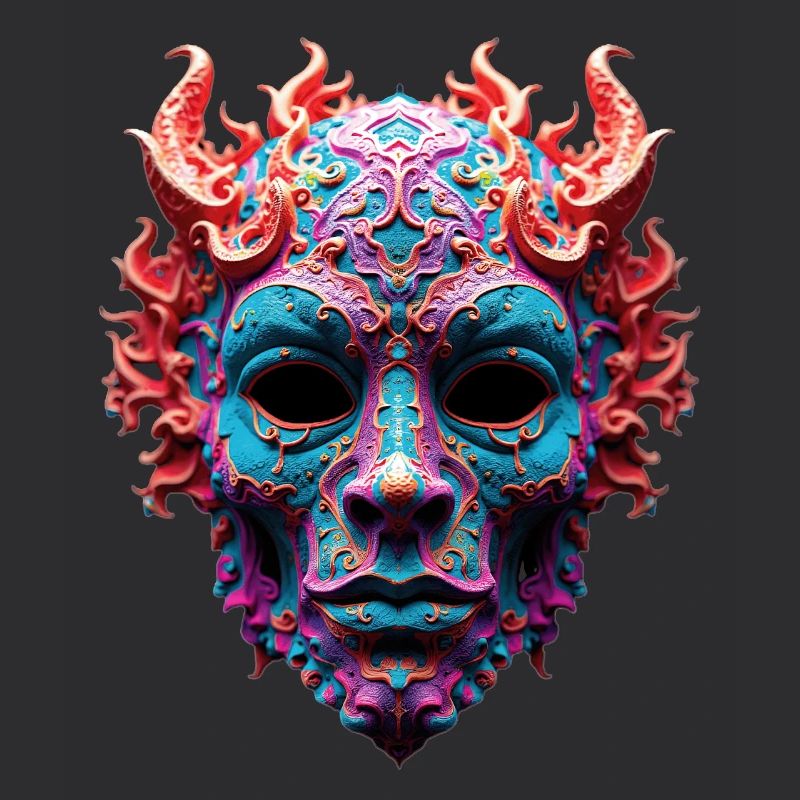 Ornate Fire Demon Mask