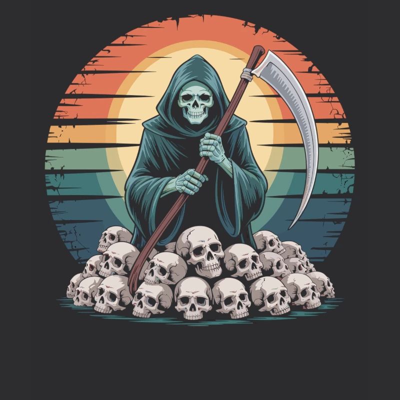 Sensenmann mit Schädeln – Dunkles Halloween Shirt
