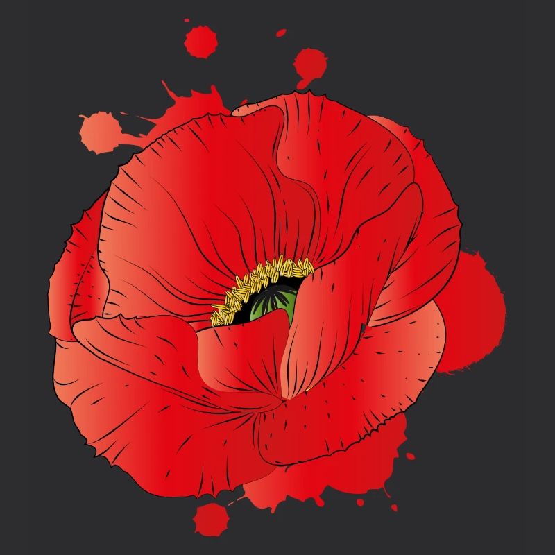 grande fleur d'un pavot de maïs comme graffiti