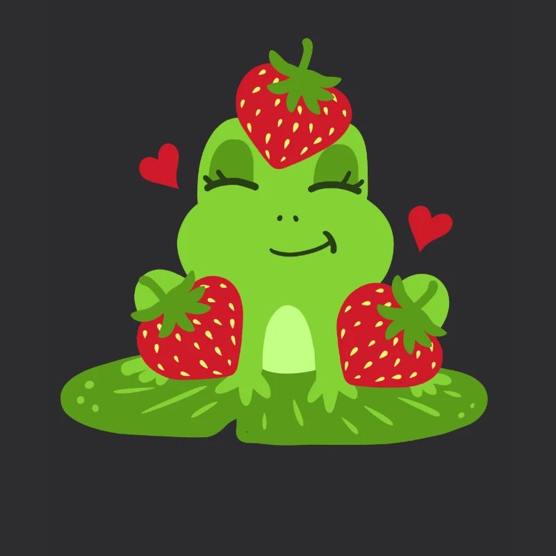 Frosch Erdbeere Kawaii
