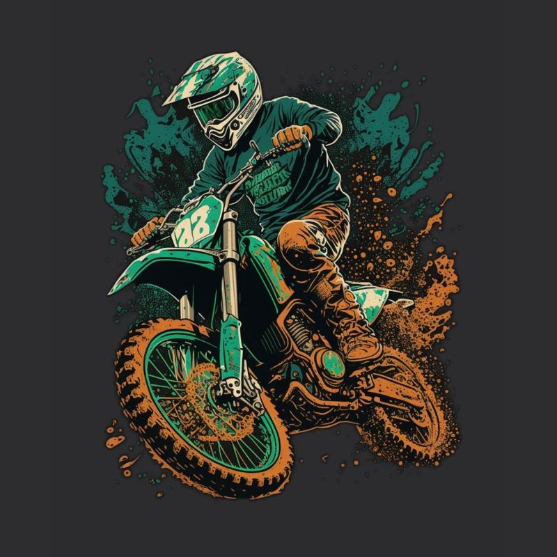 Motocross Vert Orage-Orange Splash