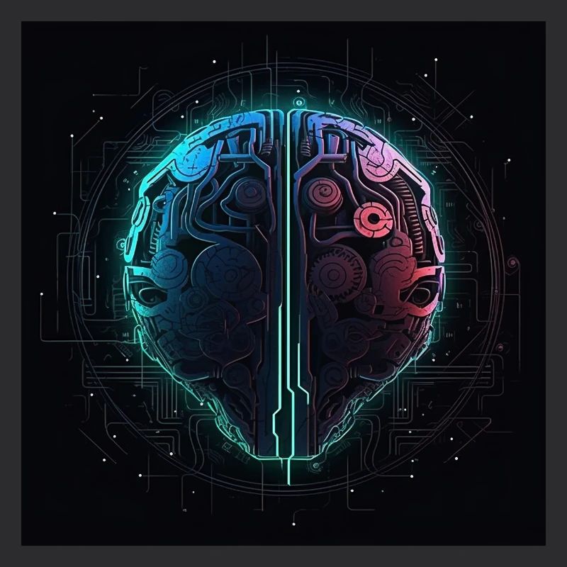 Neon Circuit Brain Split