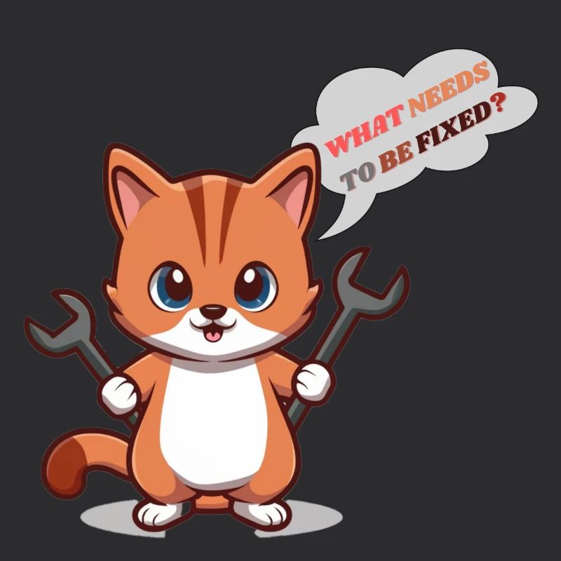 Cute Kitten with Tools and Question