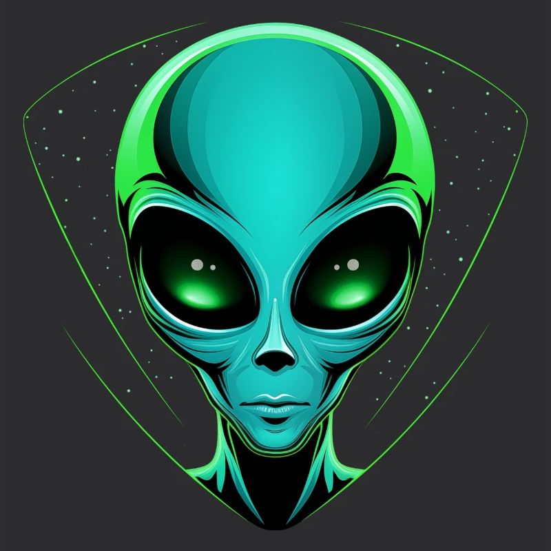 Tête d’extraterrestre vert - OVNI extraterrestre dans l’espace extra-atmosphérique