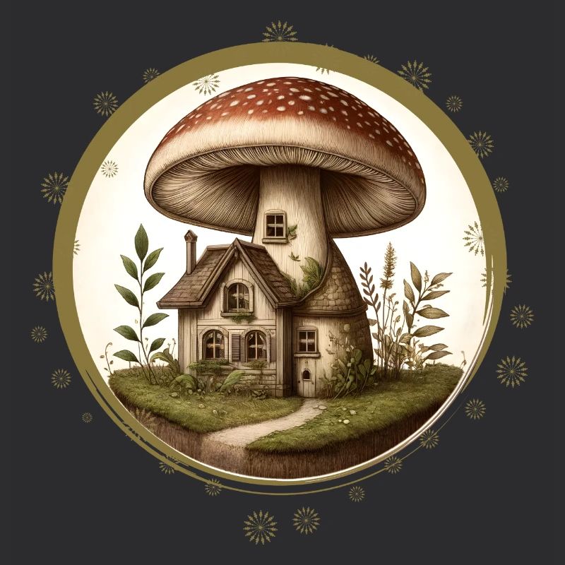 Conception d’un champignon comme une maison de conte de fées dans la forêt