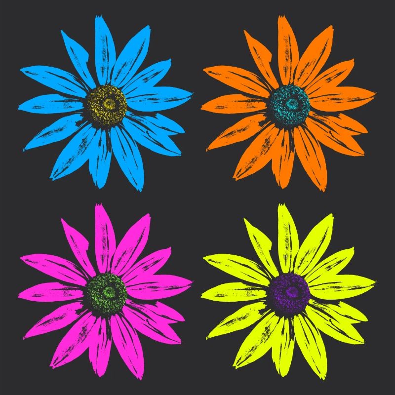 Blumen Pop Art vier Farben