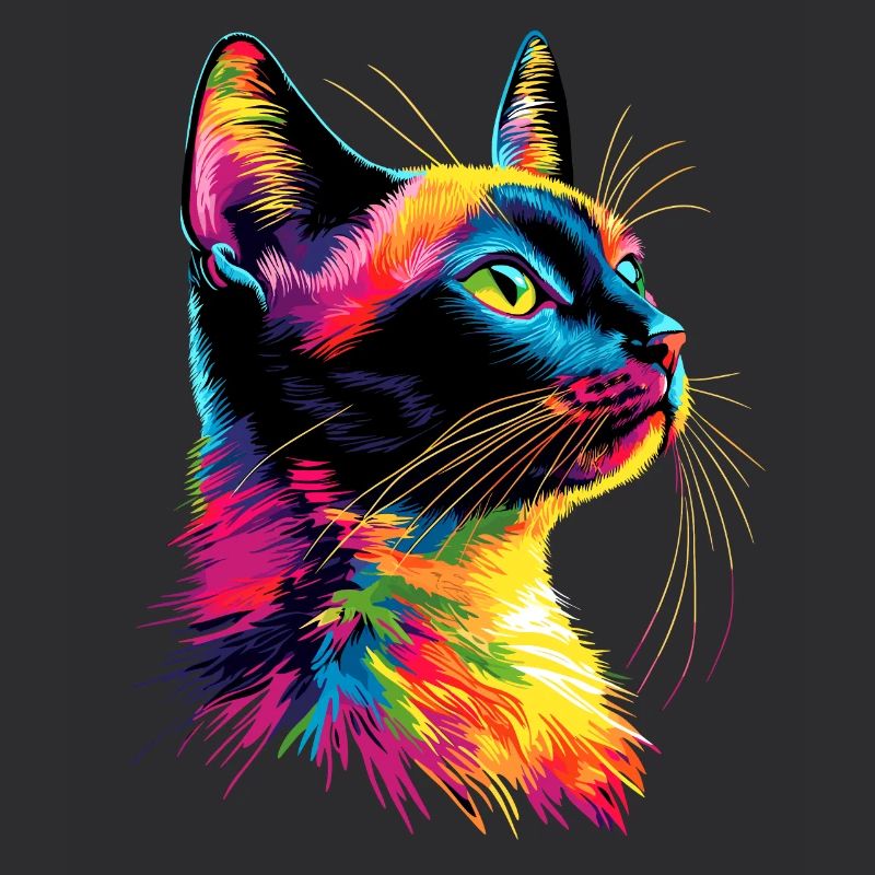 Katze Bunt Regenbogen Farben Popart Cat Mom Katzen