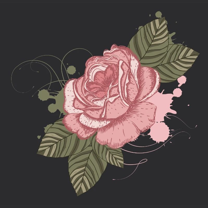 Nostalgische Vintage-Rose mit Graffiti-Elementen