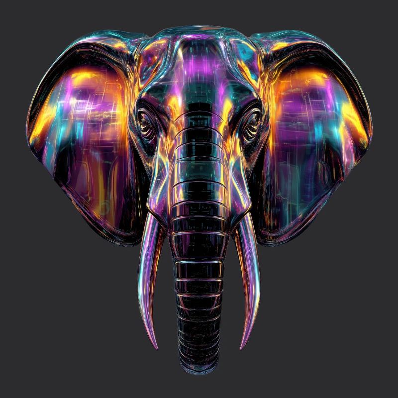Elefantenkunst im Neon-Lichtdesign